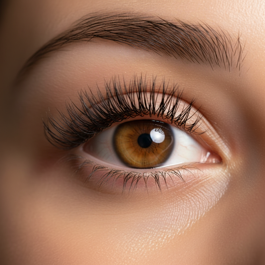 Classic set lash extensions — subtle single-lash enhancement close-up
